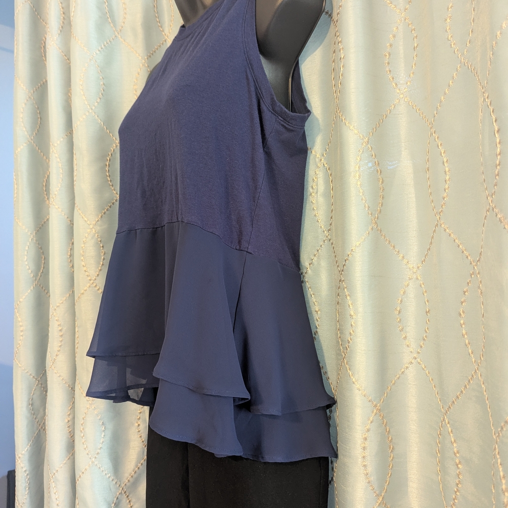 86. Vera Wang Indigo Sleeveless Layered Top - Small